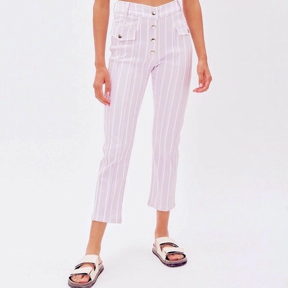 For Love And Lemons | NWT Purple and White Striped Gia Jeans | Sz M